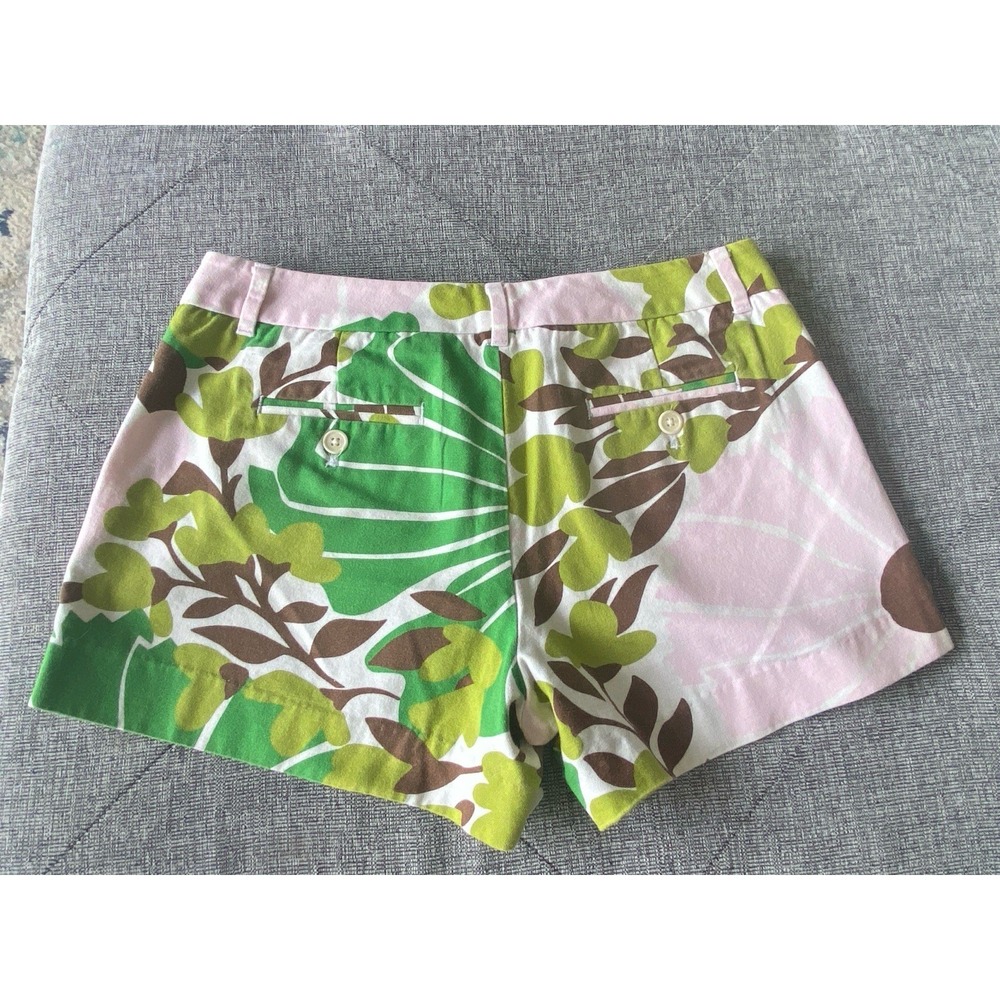 J.Crew VTG 2005 Tropical Print Preppy Pink Green Shorts Low Fit Sz 2 - Picture 2 of 6